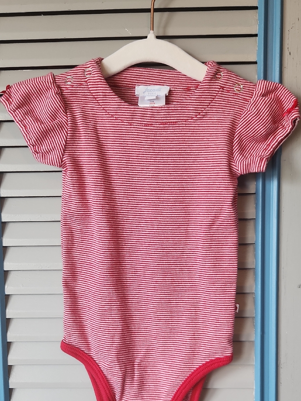 Jacadi Paris Red White Striped Bodysuit